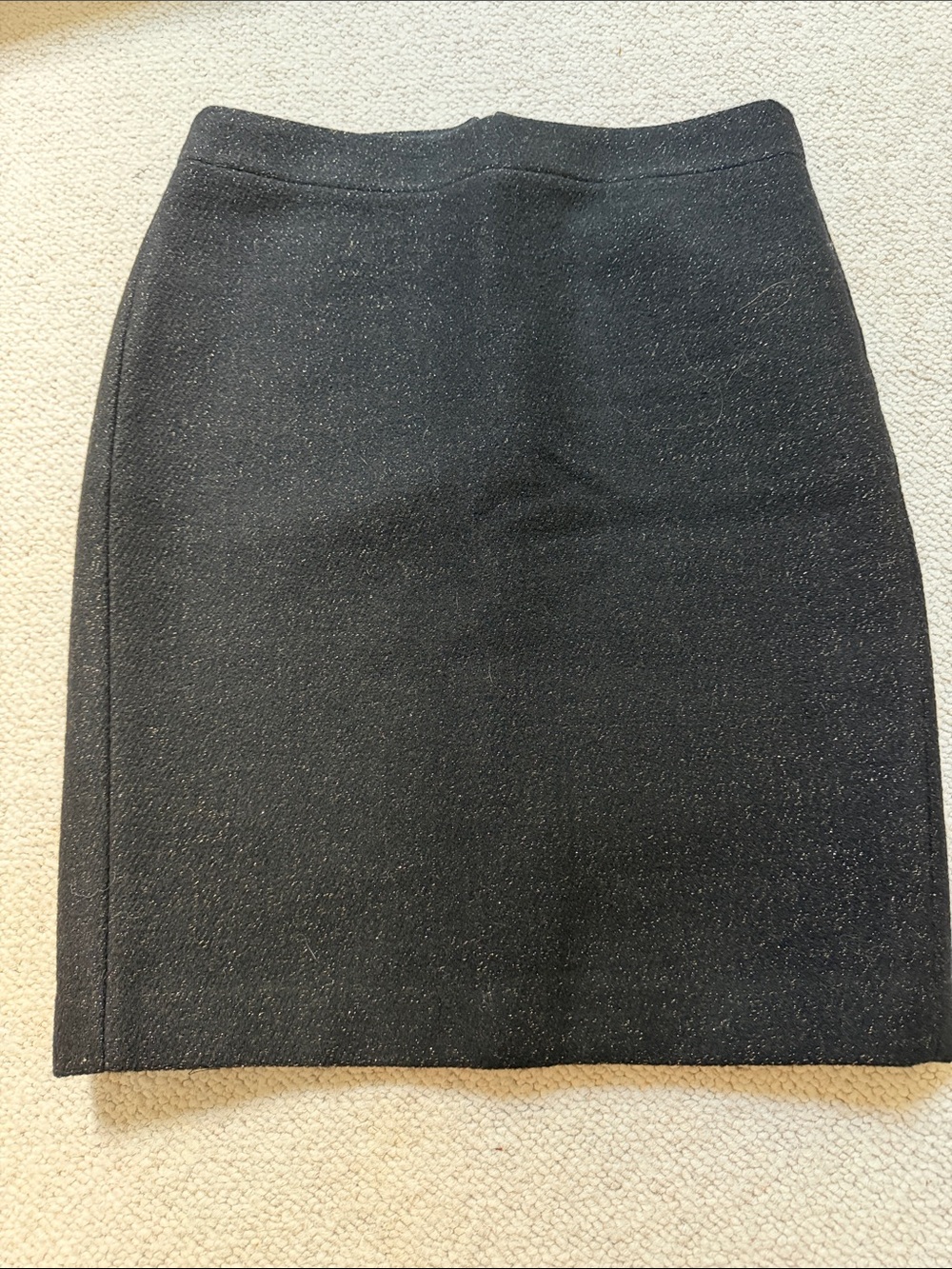 J.Crew Black and Gold Metallic Black Wool No. 2 Pencil Skirt, Size 4